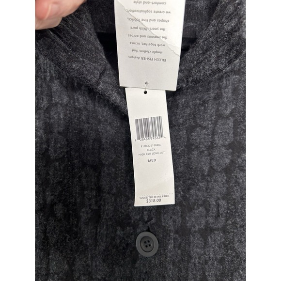 Eileen Fisher Gray Wool Blend Knit Button Up Cardigan Jacket Size Medium NWT - Picture 8 of 13